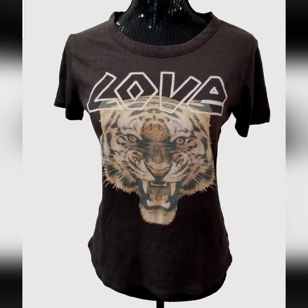 NWT Chaser Tiger Love Short Sleeve Brown T-Shirt Size XSmall